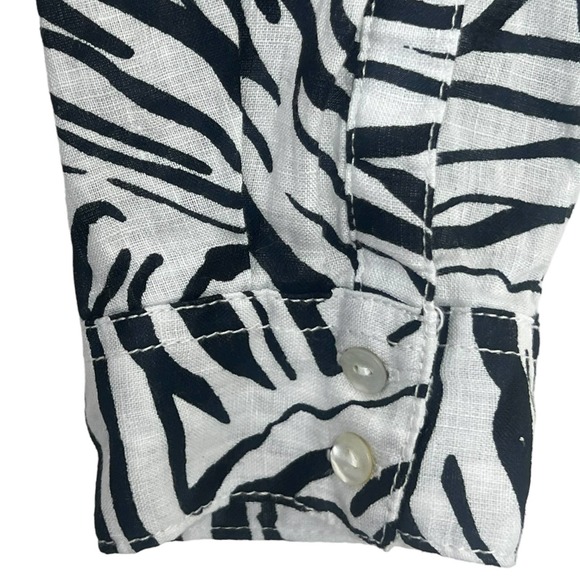 Cynthia Rowley 100% Linen Animal Print zebra Tunic Shirt - Picture 6 of 11
